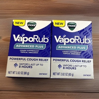 Vicks VapoRub Advanced Plus Cough Suppressant Topical Chest Rub 2.82oz Lot of 2!