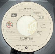 Hazard Love Letters 45 Vinyl 80s Pop Promo Warner Brothers Mono Stereo Versions