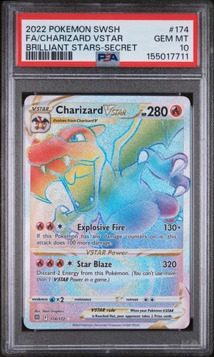 2022 POKEMON SWORD & SHIELD BRILLIANT STARS #174 FULL ART/CHARIZARD VSTAR PSA 10