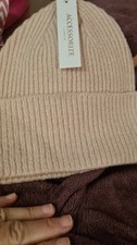Image of Accessorize pastel pink beanie hat soft knit and warm ribbed style BNWT