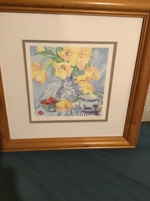 a vintage pine framed print by artist amelia rose smith signed elegent charmelin