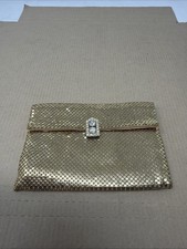 Whiting Davis Evening Clutch Wallet Vintage in gold metal mesh