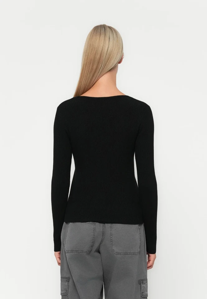 Only Onlemma Rundhalsausschnitt Black Bling Pullover Jumper UK Large L (fm250-6) - Bild 2 von 2