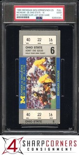 1989 MICHIGAN WOLVERINES FULL TICKET BO SCHEMBECHLER LAST HOME GAME POP 1 PSA 2