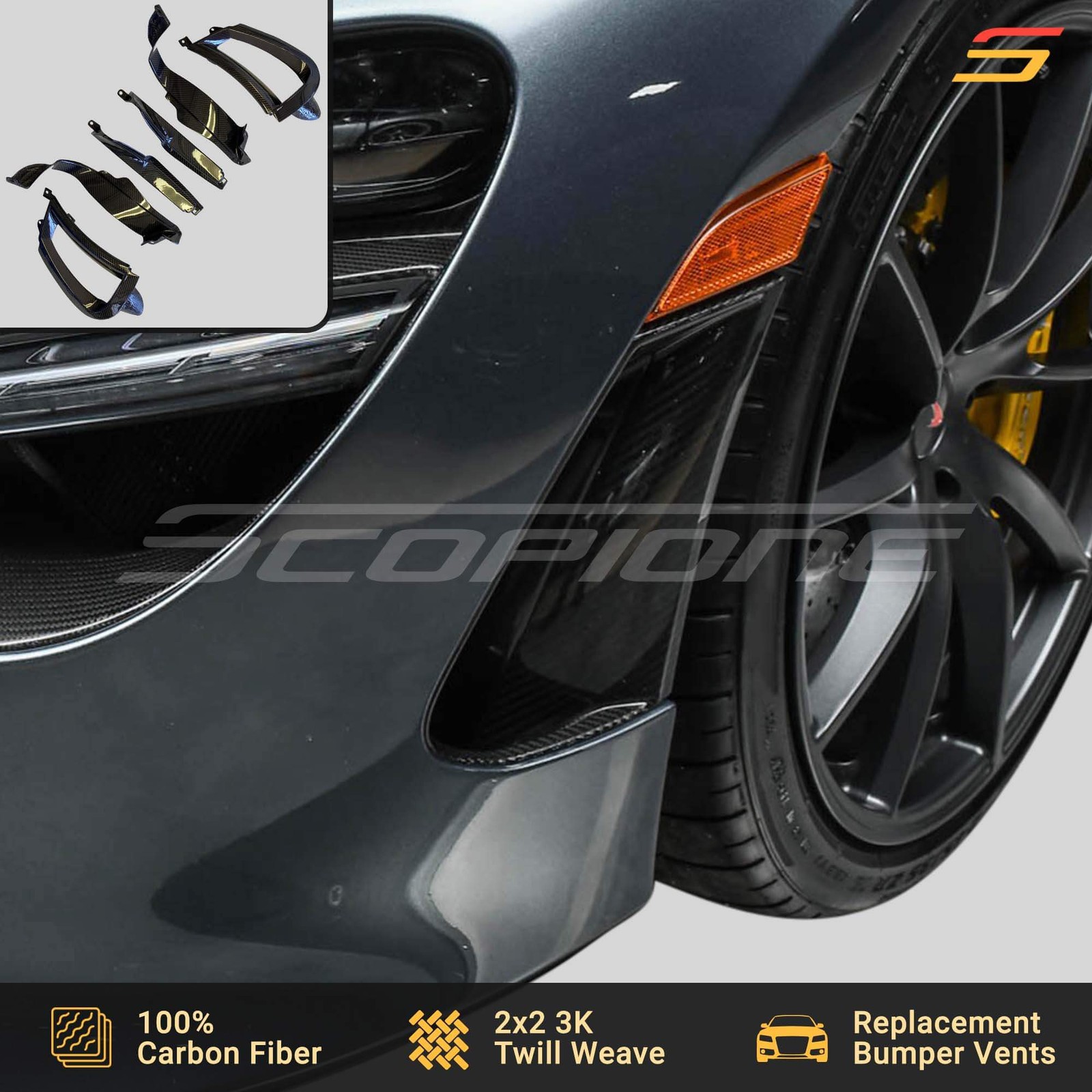 Scopione Carbon Front Bumper Side Air Vents Scoops for McLaren 720S 750S 765LT