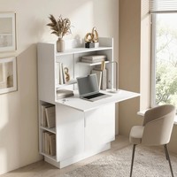 Homcom Schreibtisch Mit Klappbarer Tischplatte, Computertisch Mit Regal, Schrank