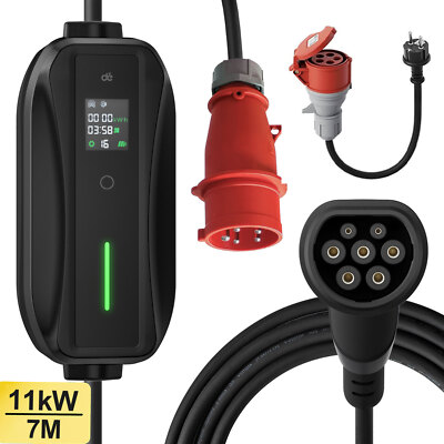 11kW Mobile Wallbox EV Ladekabel Typ 2 16A EV Ladegerät 7m 5PIN CEE VW ID.4 ID.5