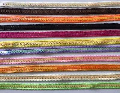 MARKENLOS 13/2 meter Pailletten Borte Spitze Wünschfarbe 1,5cm breit Nichtelastisch