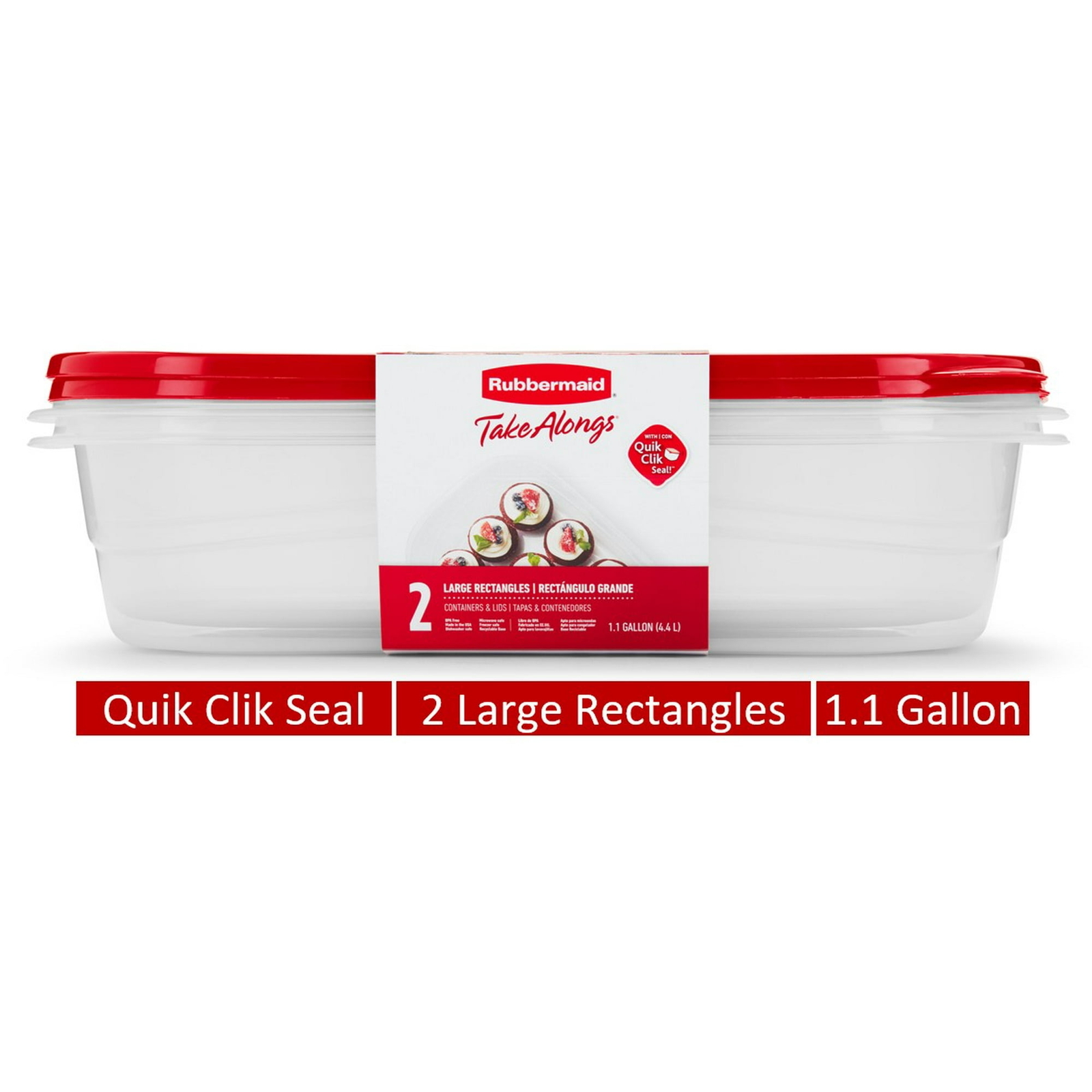 Rubbermaid TakeAlongs 1 Gallon Food Storage Containers Set of 2 Red NEW