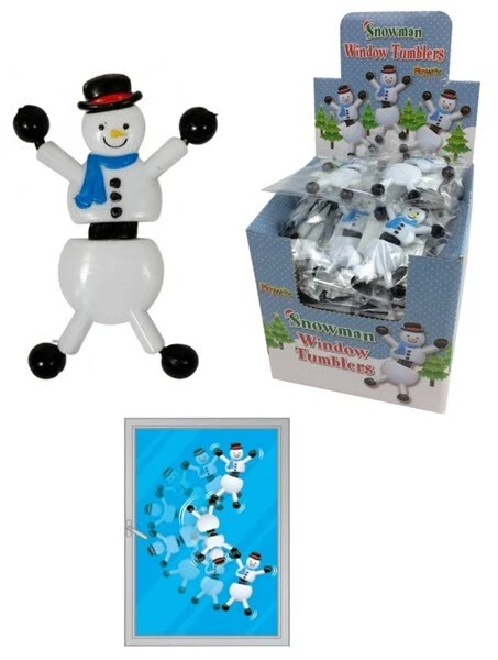 PLAYWRITE 2 x Snowman Window Tumblers Christmas Xmas Eve Box Stocking Filler Toy Party Bag