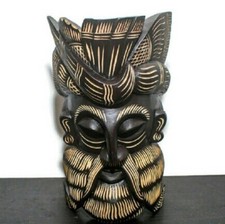 12'' Wood Ceylon Traditional Mask Elegantly Handmade Carved Home Decor Sculpture