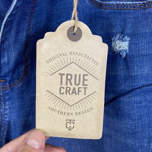 True Craft Dave Größe 9 kurze blaue Damenjeans Junior mittelhoher Bund abgenutzt - Bild 8 von 11