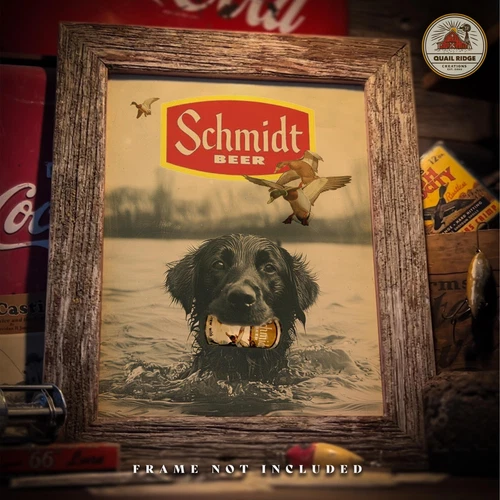 Vintage Schmidt Beer Can Art Print Advertising Sign Breweriana Hunting Artwork