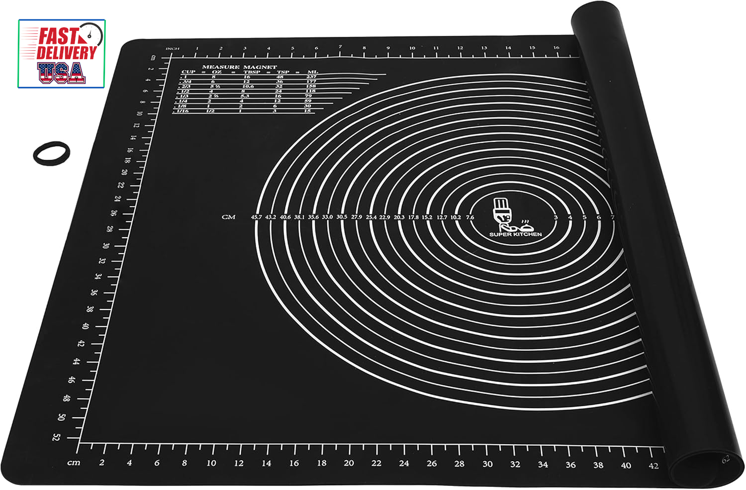 Non-Slip Silicone Pastry Mat Jumbo 31''By 24'' for Non Stick Baking Mats, Table/