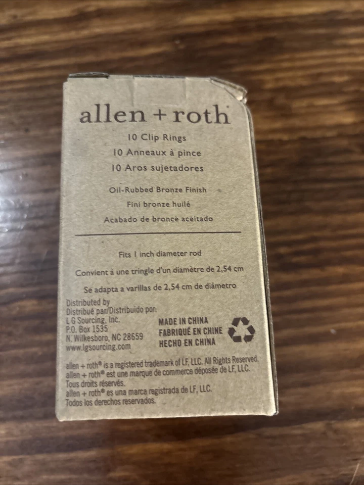 NUEVO EN CAJA Allen + Roth - 10 anillos de clip de cortina bronce frotado con aceite se adapta a varilla de 1” #0622917 Foto 2 de 2