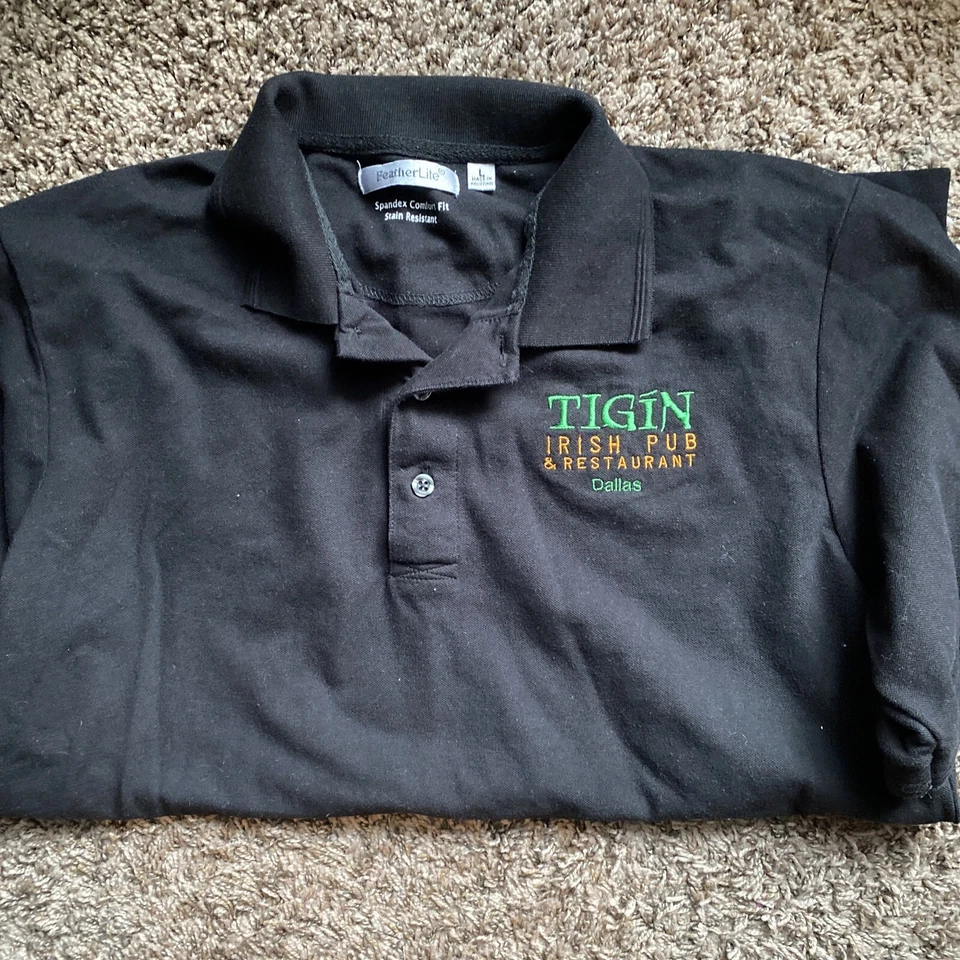 Black Tigin Irish Pub and Restaurant DFW standard  Cotton T-shirt button up sz L - Image 2 of 3