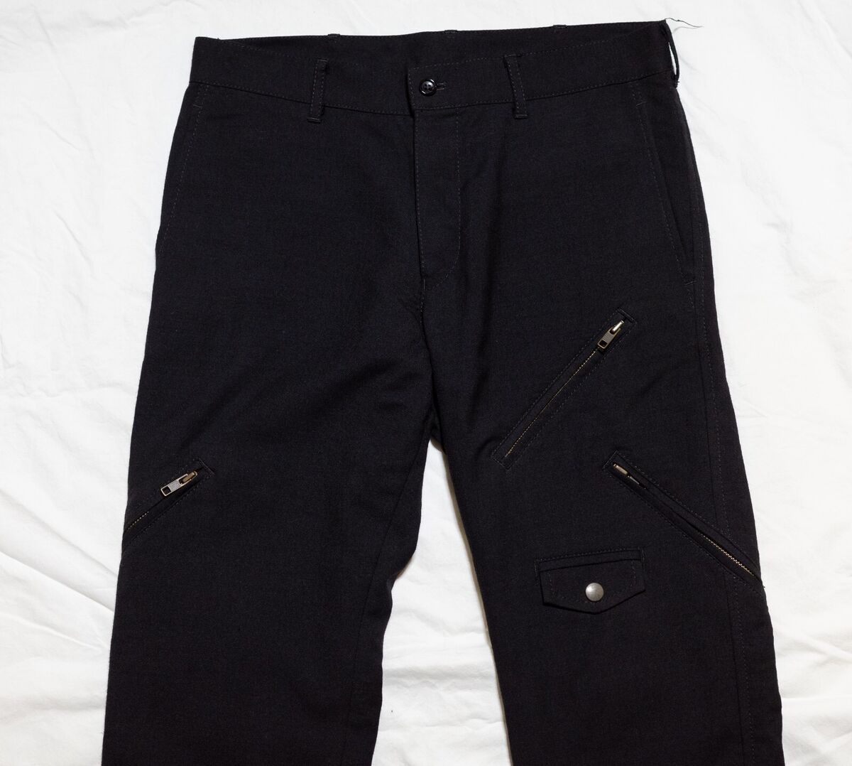Comme Des Garcons Homme Black Wool Pants With Zipper Pockets Comme Des Garcons Homme Black Wool Pants With Zipper Pockets