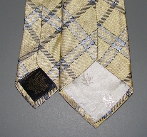 BROOKS BROTHERS Boys Fleece Neck Tie Yellow Tartan Plaid 51 x 2 5/8 USA *B21* - Picture 4 of 4