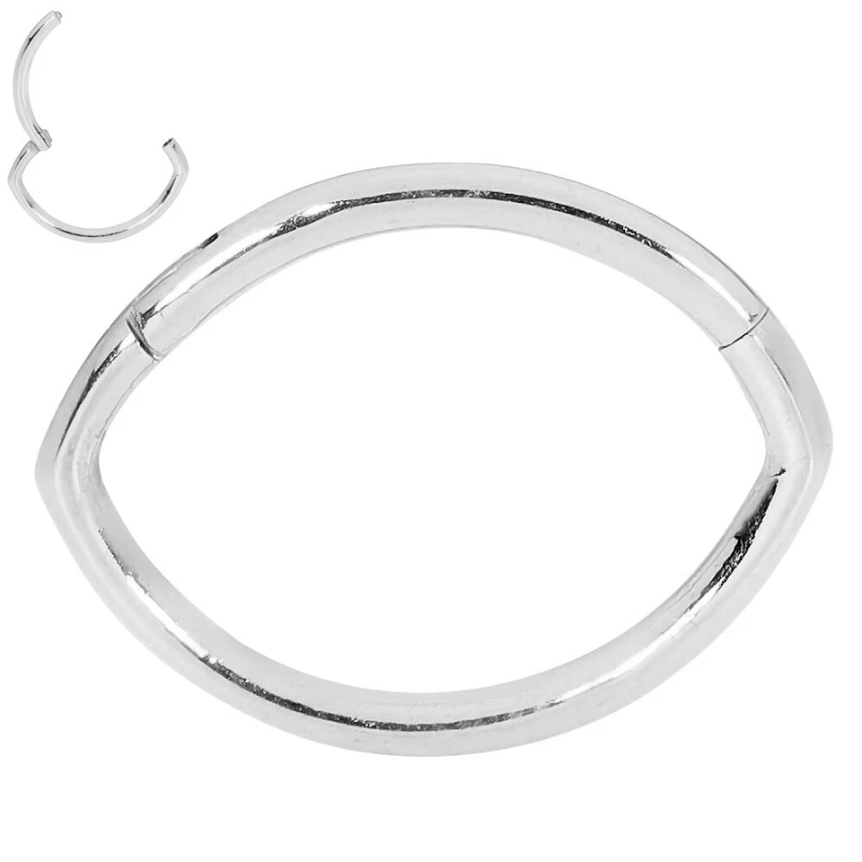 1 Pair Surgical Steel Oval Hinged Hoop Segment Nose Septum Ring Sleeper Earrings Foto 2 de 4