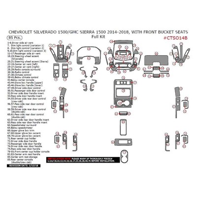 For Chevy Silverado 3500 HD 14-18 Remin Newport Burl Wood Full Dash Kit 85 Pcs