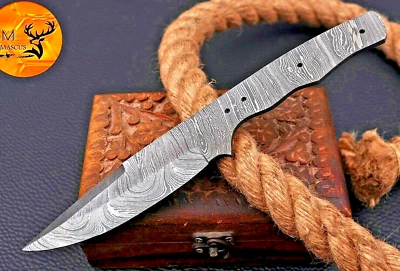 M DAMASCUS CUSTOM MADE HAND FORGED DAMASCUS STEEL BLANK BLADE HUNTING KNIFE 1729