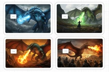 Fire Dragon ATM Debit Credit Card Sticker Skin Mage Archer Knight Green Red USA
