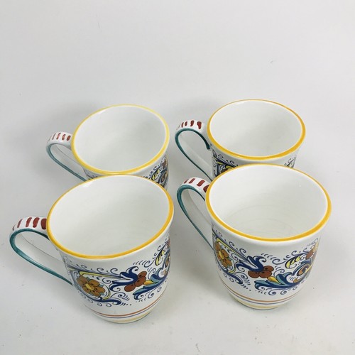4 Sur La Table Deruta Italy Hand Painted Coffee Mugs New - Picture 3 of 7
