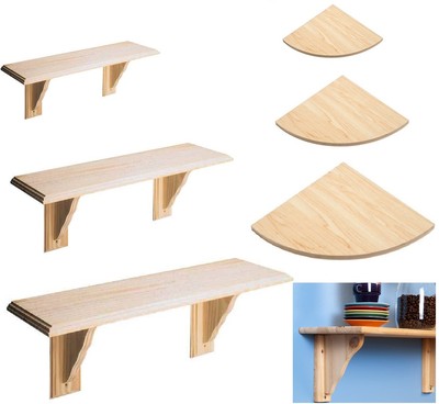 Holz Naturholz Regalset & Armatur Aufbewahrungseinheit Wandmontage Eckregale