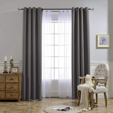 Gray Blackout Curtains for Bedroom 84 Inches Long - Thermal Drapes Grommet Ro...
