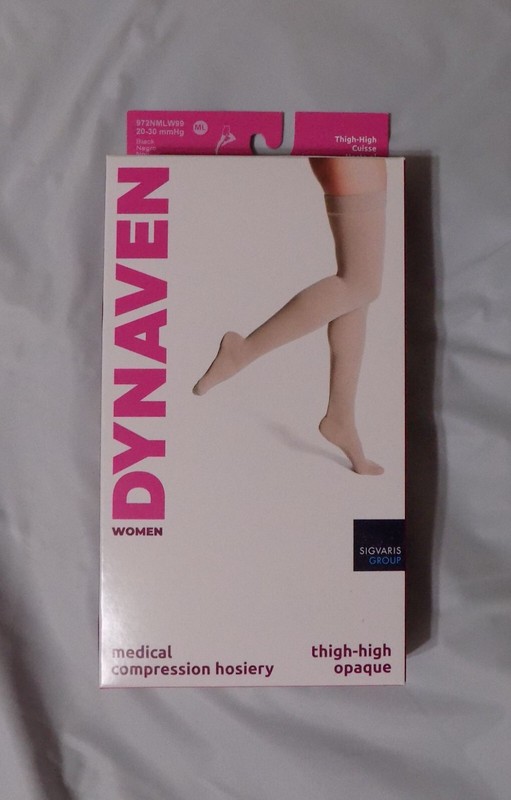 Dynaven Women's 20-30 mmHg Thigh High Compression Hose Large-Long-BLK 972NLLW99