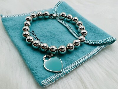 Return To Tiffany Blue Heart Tag Beads Bracelet | eBay