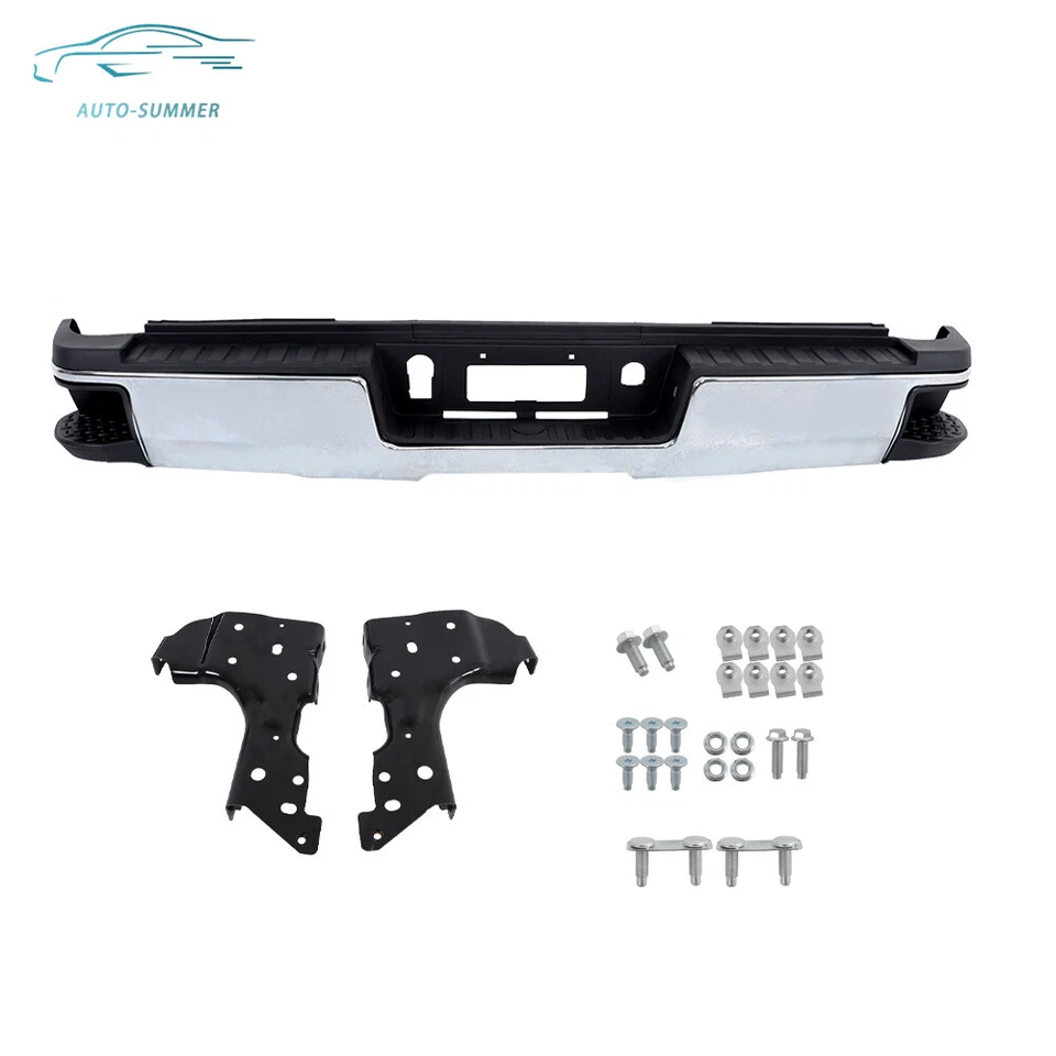 For Silverado Sierra 2500HD 3500HD 2015-2019 Steel Rear Bumper Assembly Chrome - Изображение 2 из 4