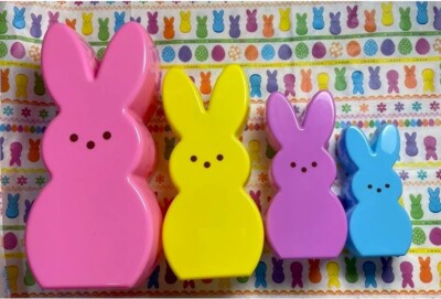NEW PEEPS SET OF 4 NESTING BUNNY EGG CANDY CONTAINERS PINK YELLOW BLUE PURPLE