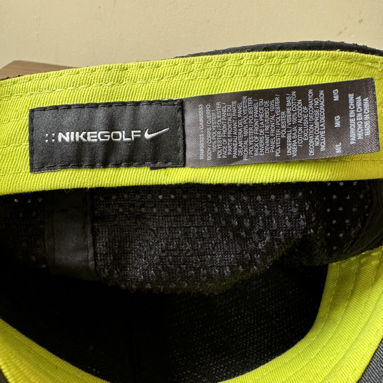 Nike Golf Cap M/L Black Swoosh Polyester Performance Adjustable Hat thumbnail 8