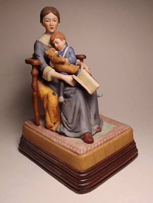 Norman Rockwell Bedtime Music Box Figurine Brahms Lullaby 1985 in box w/CoA