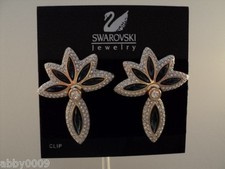 Orecchini a clip firmati Swan Swarovski Montana blu e pavè OFFERTA