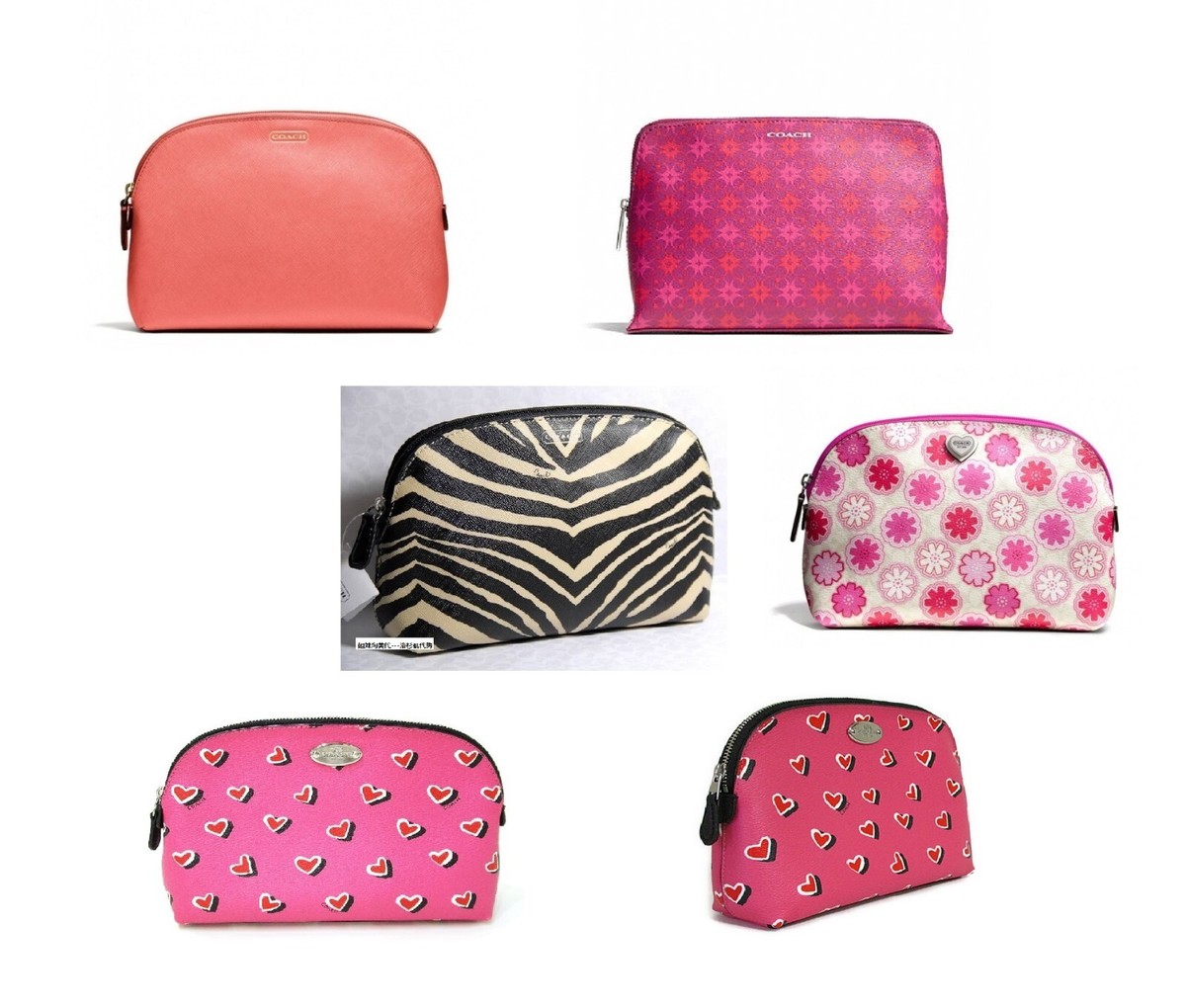 coach ポーチ COACH Multicolor Coated Canvas Zip-Around Makeup Bag Cosmetic bag