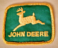 JOHN DEERE TRACTOR PATCH GREEN YELLOW ROUNDED SQUARE 2 LEGGED DEER USED.