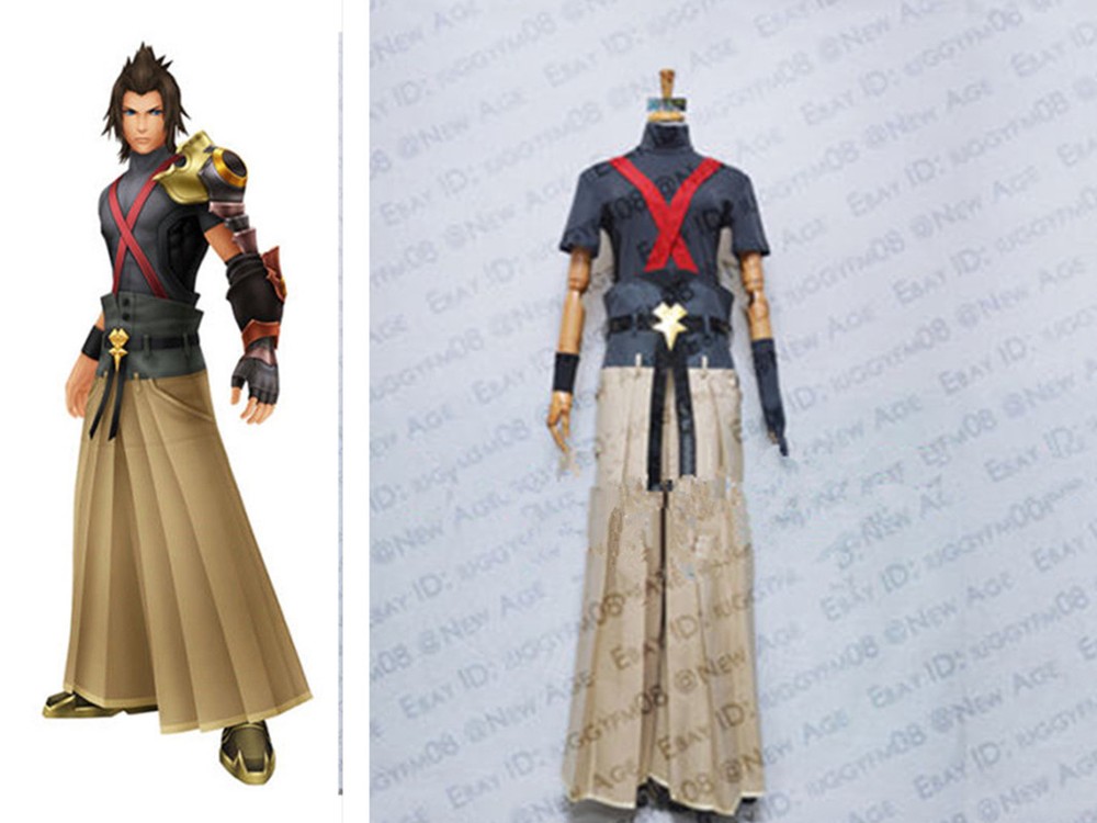 Hot Kingdom Hearts Terra Cosplay Costume Outfit Pants Gloves Belt Sleeves Shirt[