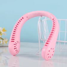 Neck Fan Vaneless Hanging PINK USB Great for Indoor Outdoors