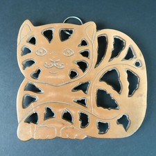 Old Dutch Copper Coated Cast Iron Trivet Cat Kitty Hot Plate Wall Hanging