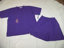 Women's SK Sport Short Set - XL - Purple - Embossed Embroidered Fish