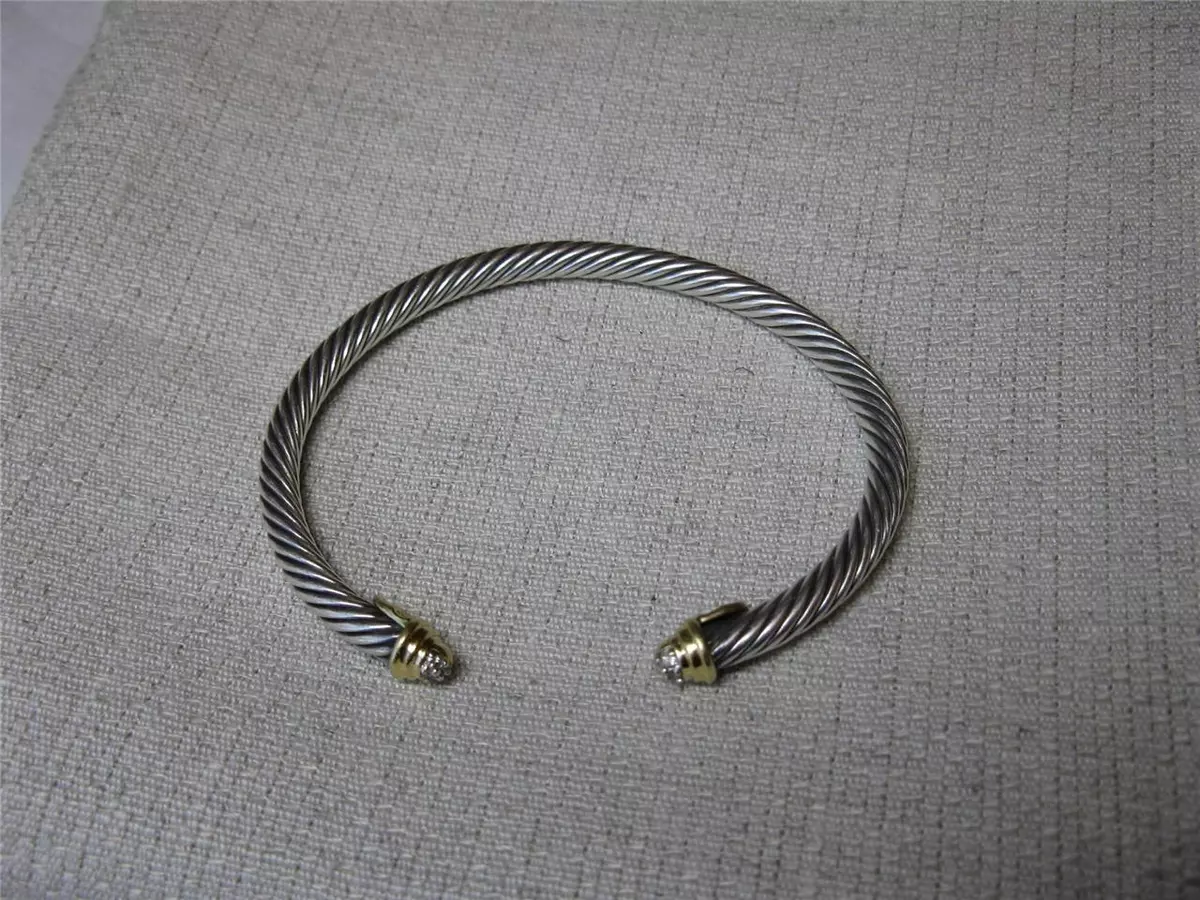 David Yurman Bracelet 18K Gold Diamond Cable Classic Authentic Superb