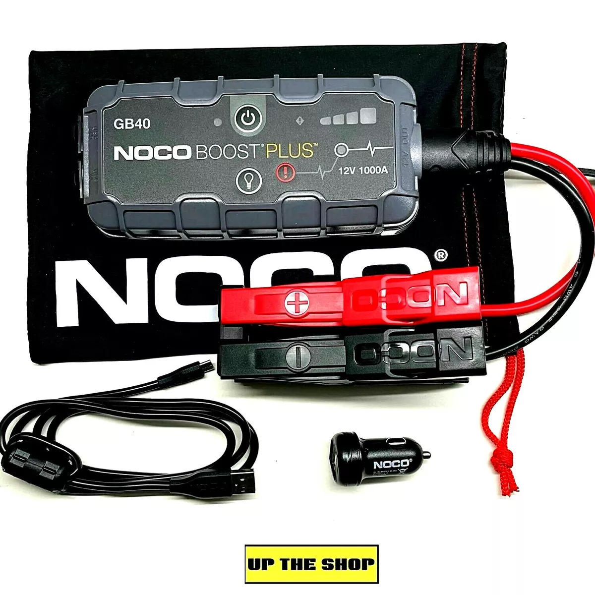  NOCO Boost Plus GB40 1000A UltraSafe Car Battery Jump Starter,  12V Battery Pack, Battery Booster, Jump Box, Portable Charger and Jumper  Cables for 6.0L Gasoline and 3.0L Diesel Engines, Gray 