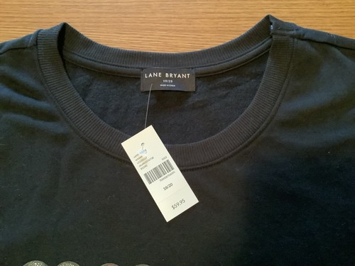 Lane Bryant - Black Soft Fleece / Shirt - 18/20 - With Hearts / Long Sleeves - Picture 5 of 10