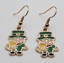 St Patricks Leprechaun fishhook earrings