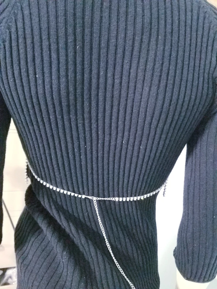 Arnés de sujetador de cristal con cadena para vientre cuerpo de diamantes de imitación transparente Foto 3 de 4