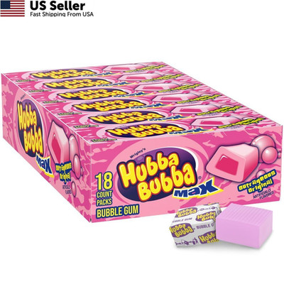 Hubba Bubba Max Chewing Gum, Original Bubble 5 Count (Pack of 18), Pink