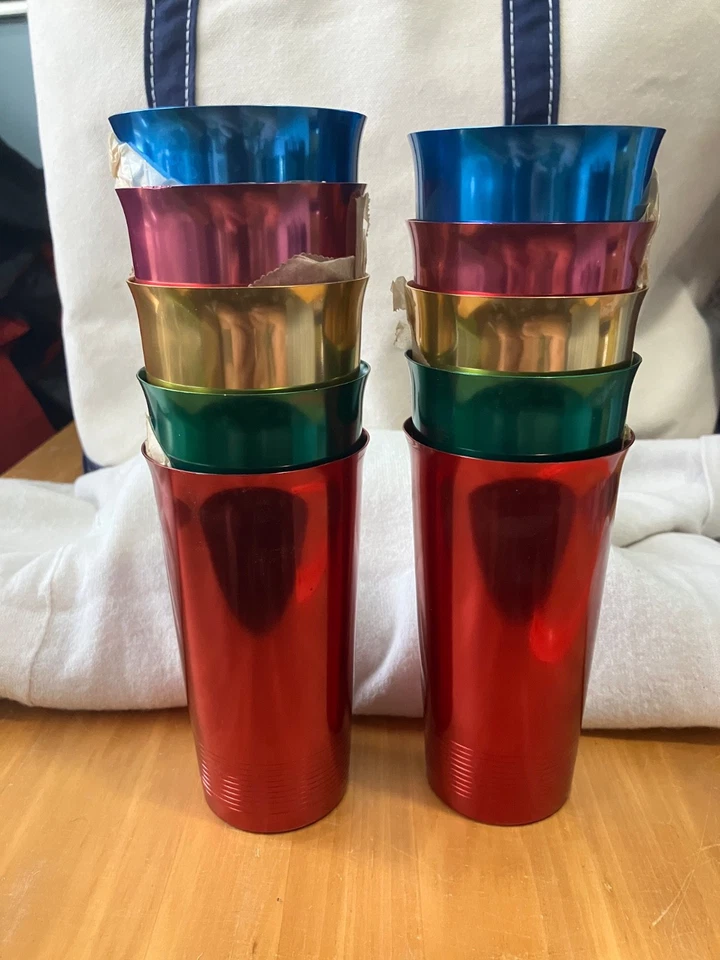 Juego De Colección De 10 Vasos De Aluminio Espino Vacaciones Vasos Tono Joya Foto 3 de 4