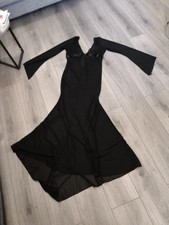 Vintage Ann Summers Sheer Black Fine Mesh Fishtail Maxi Dress Size 12-14 Rare